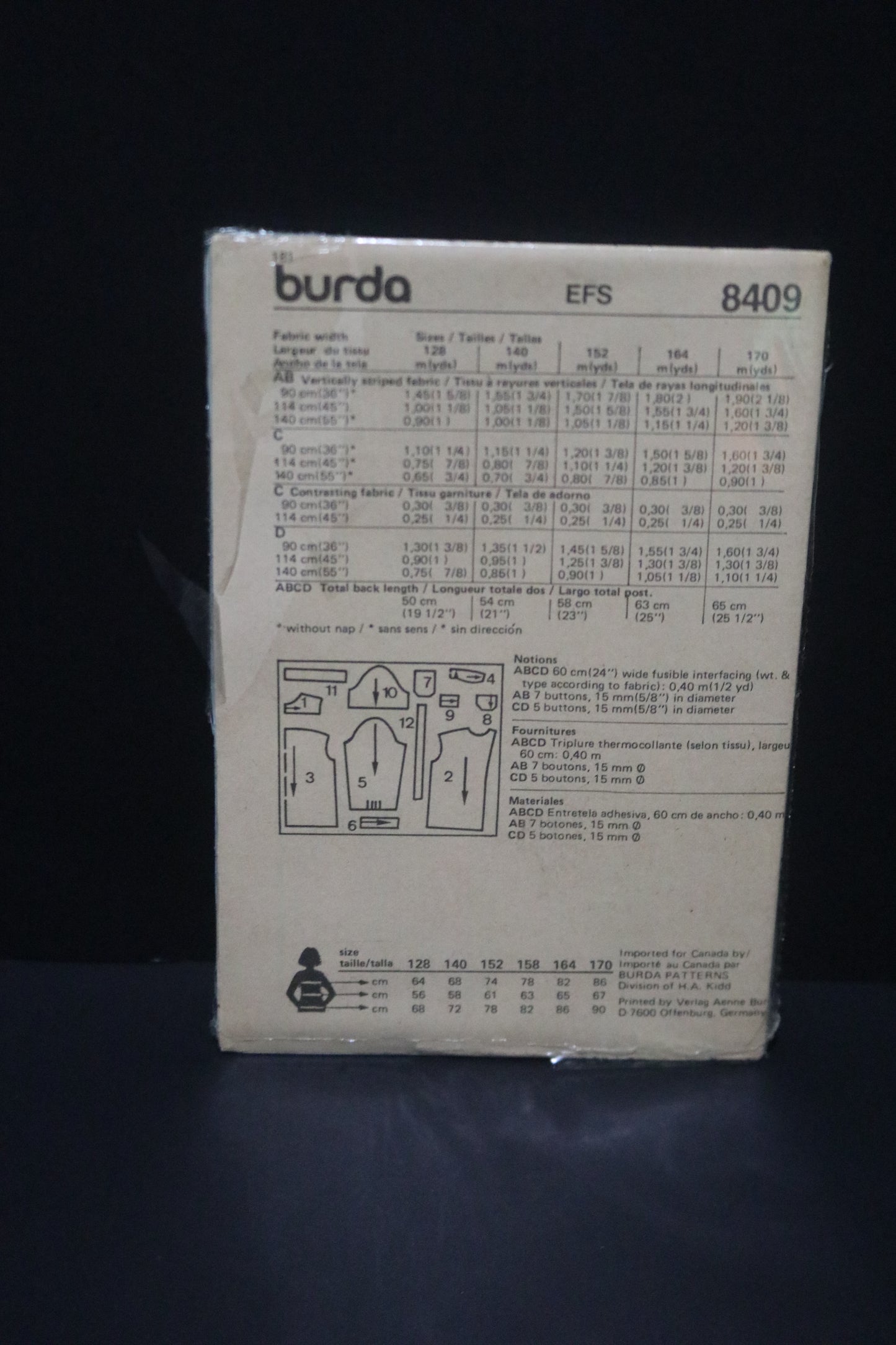 Burda 8409 Girls Shirt Sewing Pattern - UNCUT Size 7 10 12 11jun 13jun