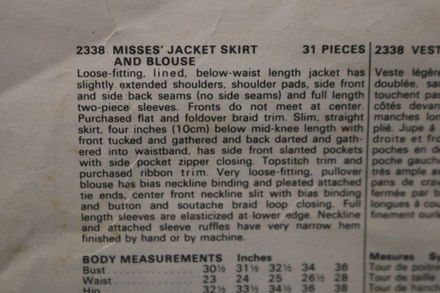 Vogue 2338 Yves Saint Laurent Misses Jacket and Dress Sewuing Pattern - UNCUT -  Size 12