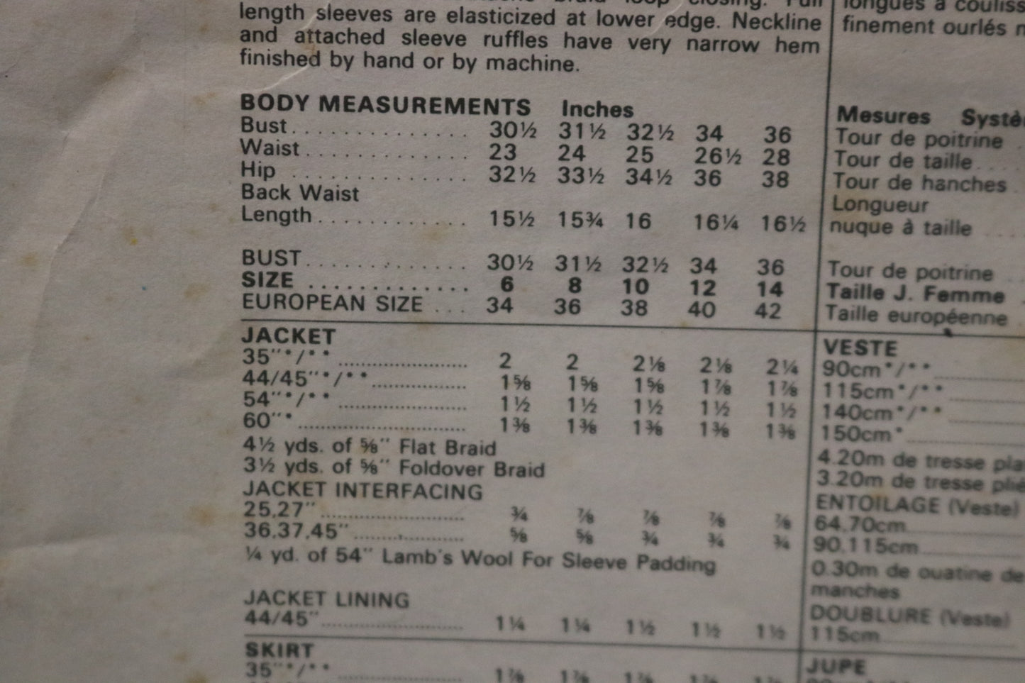 Vogue 2338 Yves Saint Laurent Misses Jacket and Dress Sewuing Pattern - UNCUT -  Size 12