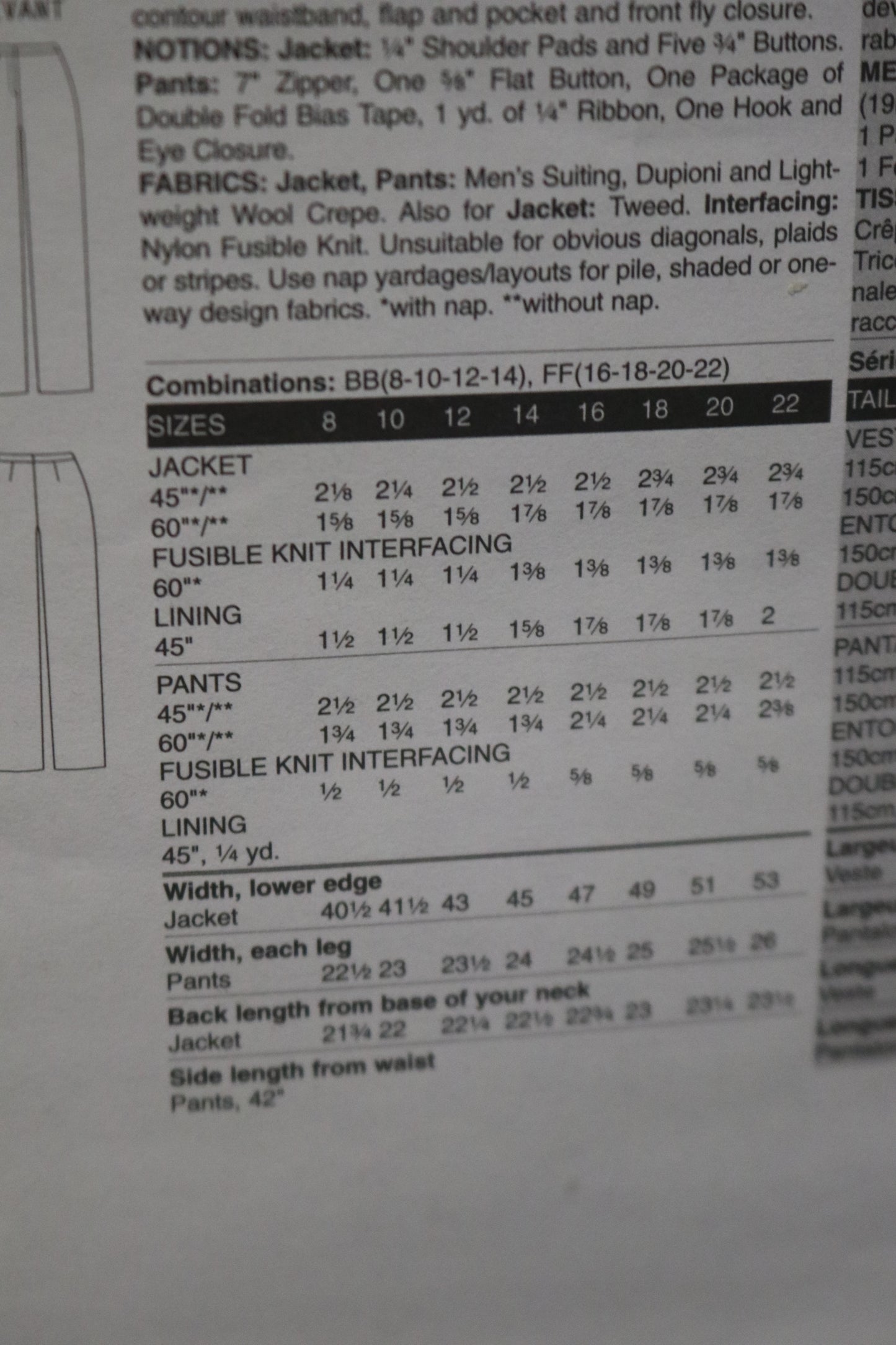Vogue 1064 Anne Klein Misses Jacket and Pants Sewing Pattern - UNCUT - Size 8 10 12 14