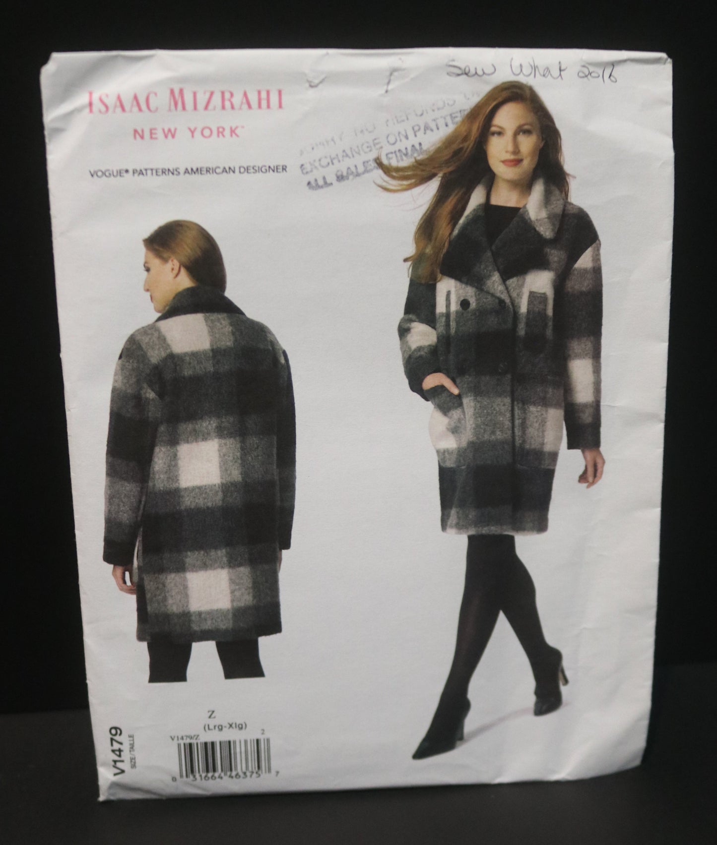 Vogue 1479 Isaac Mizrahi Misses Coat Sewing Pattern - UNCUT - Size Lrg - XxL