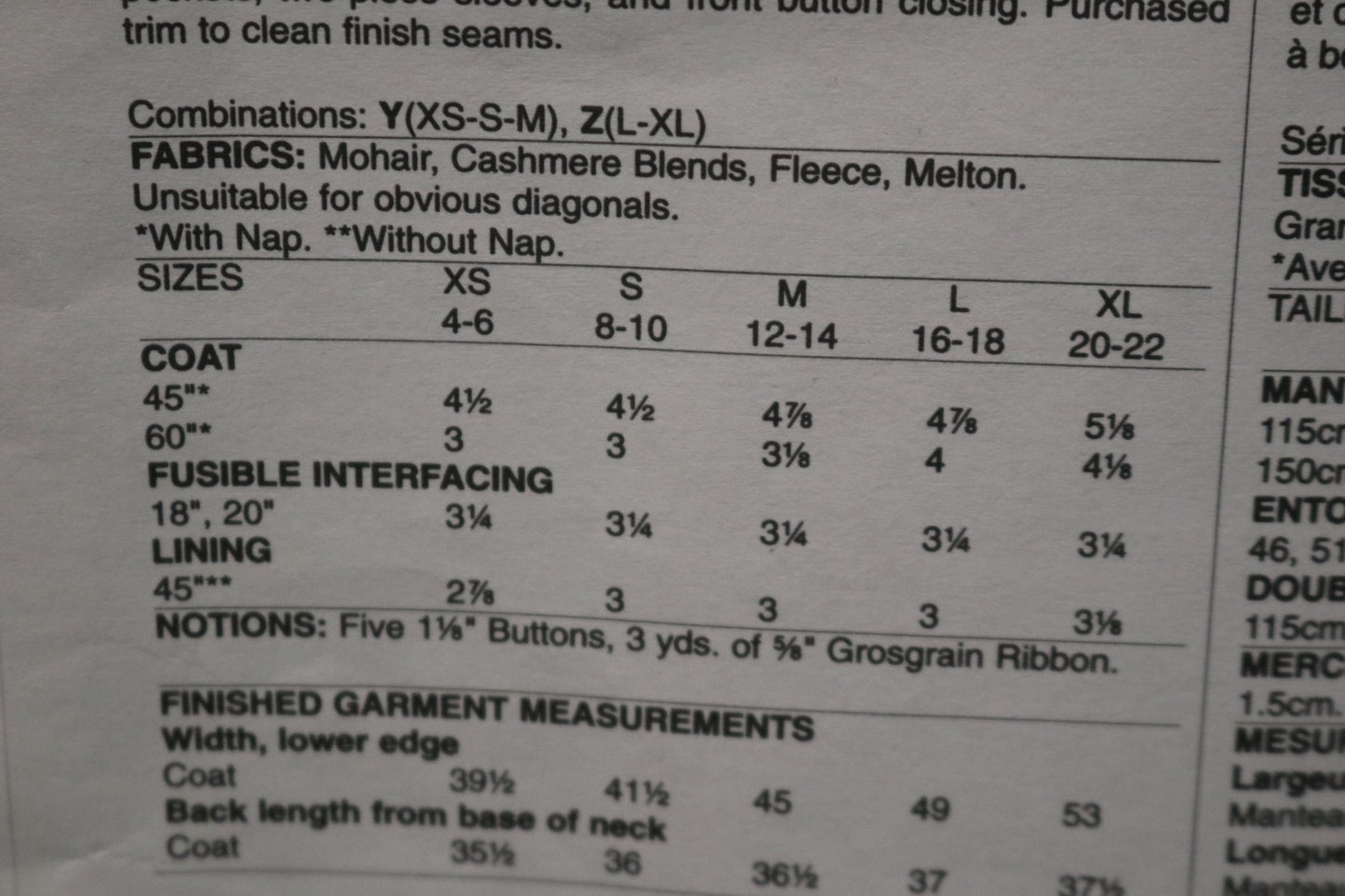 Vogue 1479 Isaac Mizrahi Misses Coat Sewing Pattern - UNCUT - Size Lrg - XxL