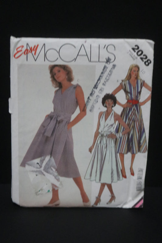 McCalls 2028 Misses Dress and Tie Belt Sewing Pattern - UNCUT - Size 10