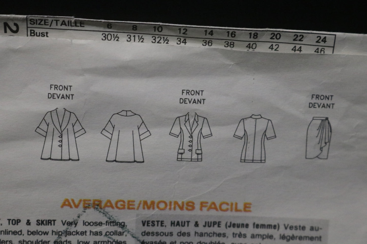 Vogue 2696 Genny Misses Jacket Top and Skirt Sewing Pattern - UNCUT - Size 8 10 12