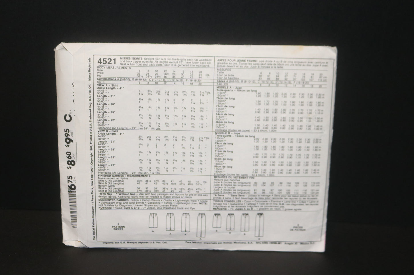 McCalls 4521 Misses Skirts Sewing Pattern UNCUT Size 12 14 16