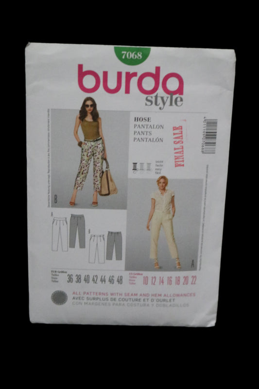 Burda 7068 Misses Pants Sewing Pattern - UNCUT Size 10 12 14 16 18 20 22