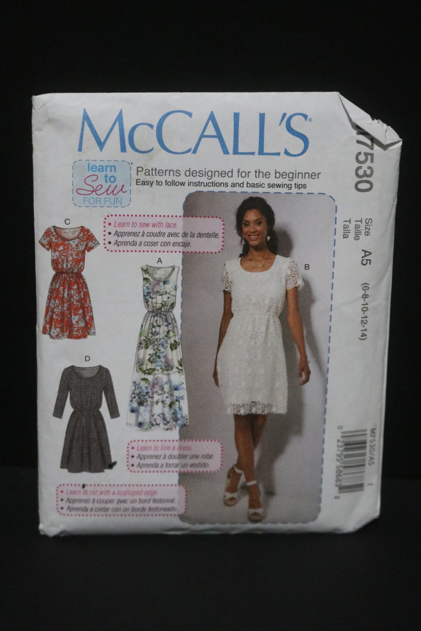 McCalls 7530  Misses Dresses Sewing Pattern - UNCUT - Size 6 8 10 12 14