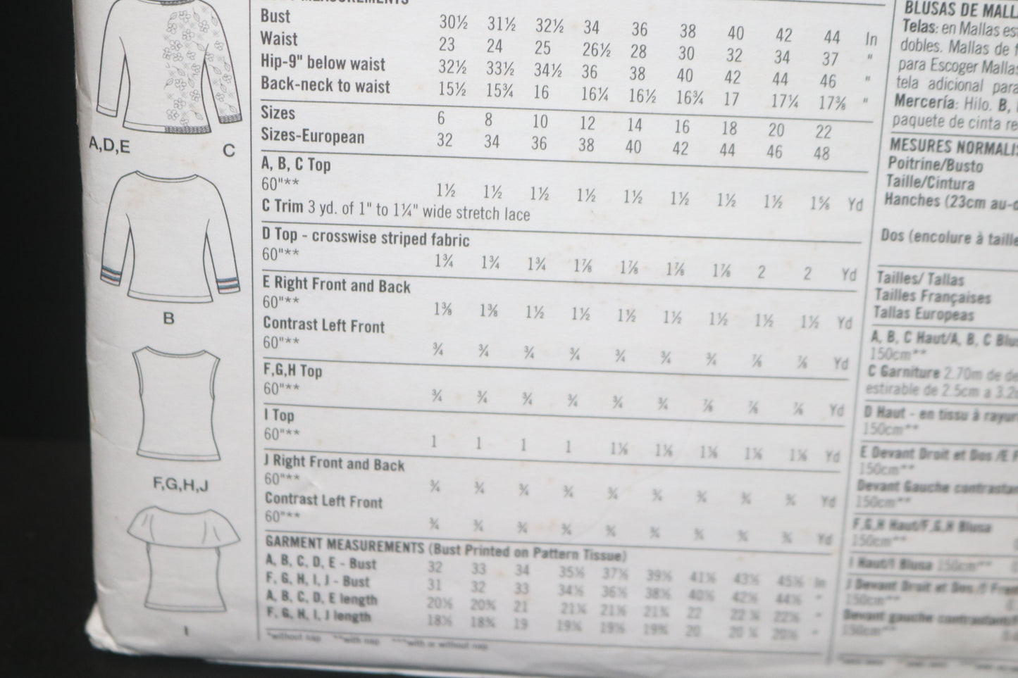 Simplicity 7222 Misses Knit Tops Sewing Pattern - UNCUT - Size 6 8 10 12