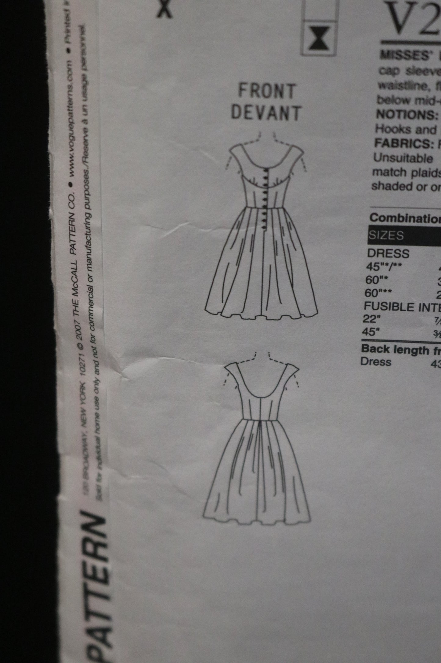 50s Vogue 2960 Misses Dress Reproduction Sewing Pattern  - UNCUT - Size 12 14 16 18