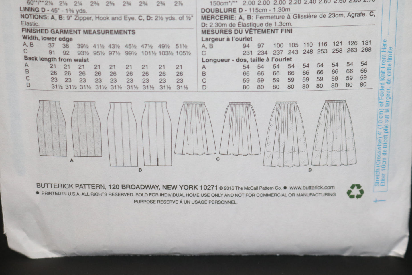 Butterick 6326 Misses Skirt Sewing Pattern - UNCUT - Size 8 10 12 14 16