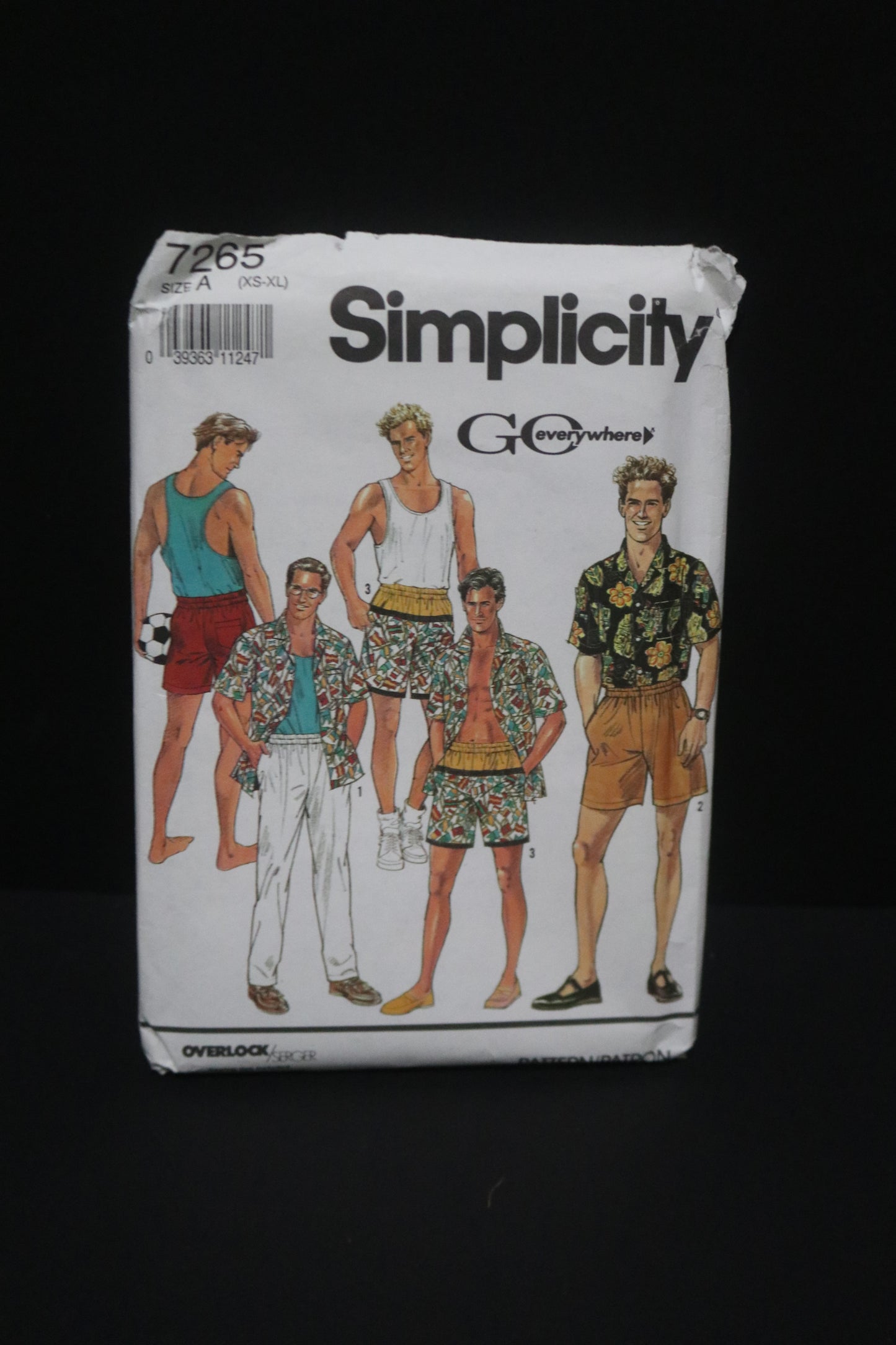 Simplicity 7265 Go Everywhere Mens Pull on Pants or Shorts, Shirt and Tank Top....Tank Top for Stretch Knits Only Sewing Pattern UNCUT - Size XS - XL