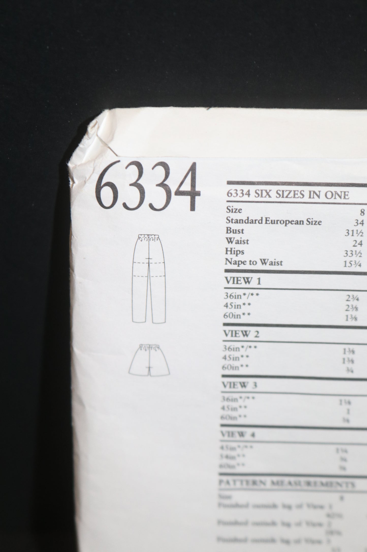 New Look 6334 Misses Pants and Shorts Sewing Pattern - UNCUT - Size 8 - 18