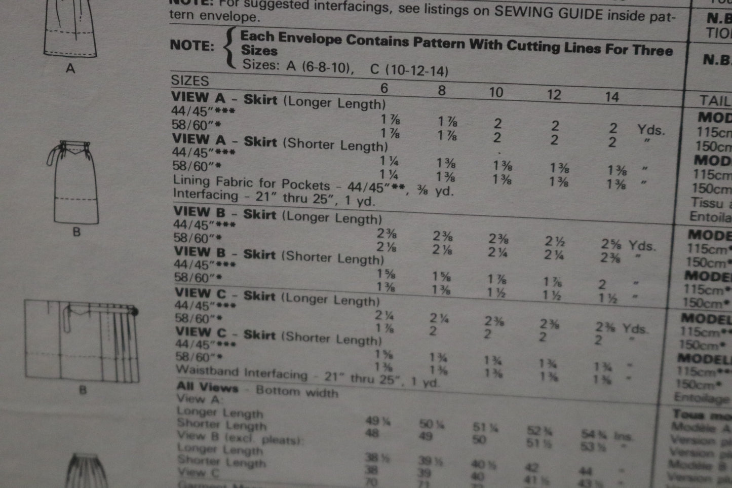 McCalls 2147 Misses Skirts Sewing Pattern UNCUT Size 10 12 14