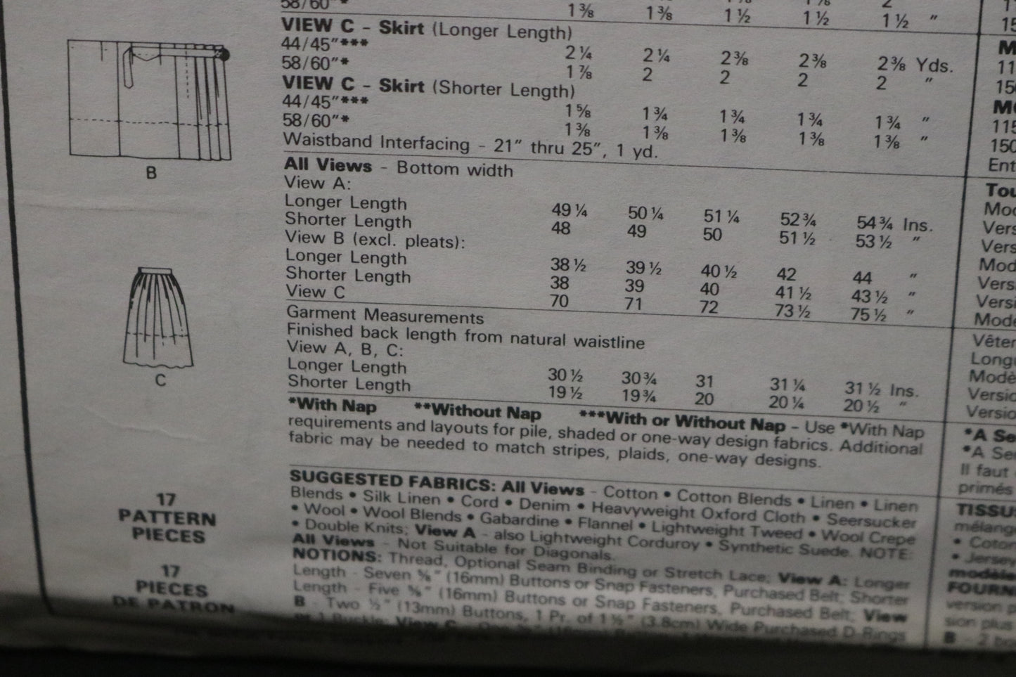 McCalls 2147 Misses Skirts Sewing Pattern UNCUT Size 10 12 14