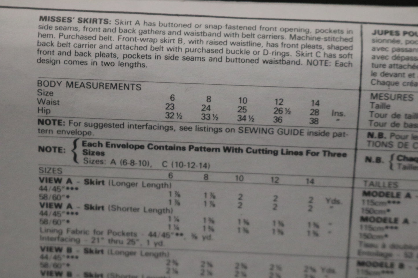 McCalls 2147 Misses Skirts Sewing Pattern UNCUT Size 10 12 14