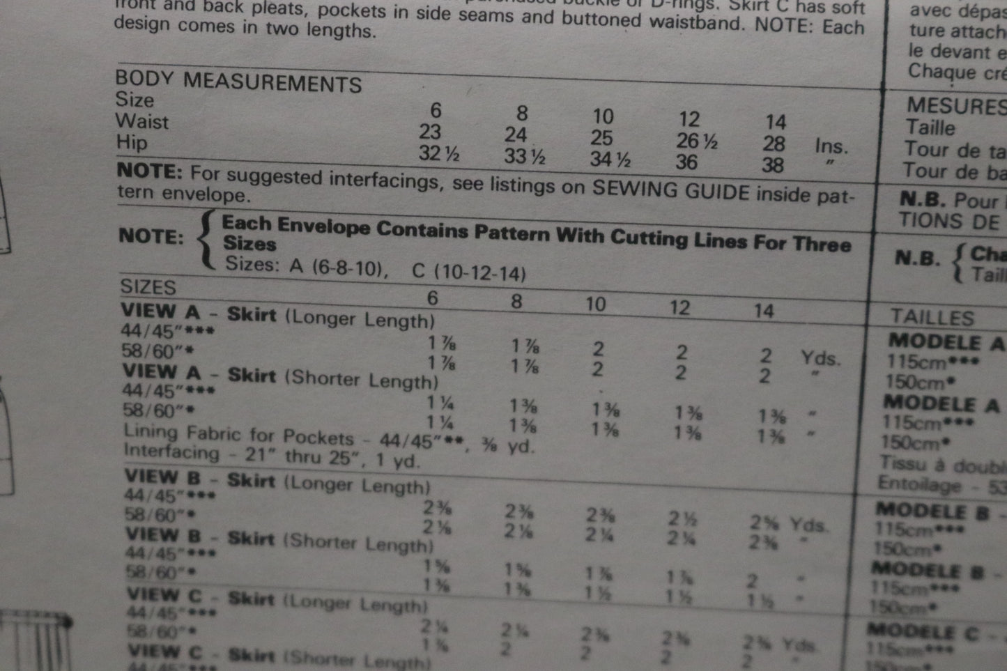 McCalls 2147 Misses Skirts Sewing Pattern UNCUT Size 10 12 14