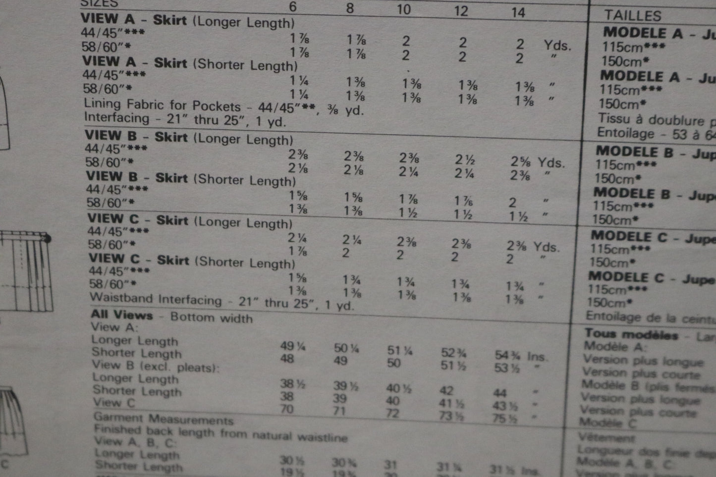 McCalls 2147 Misses Skirts Sewing Pattern UNCUT Size 10 12 14