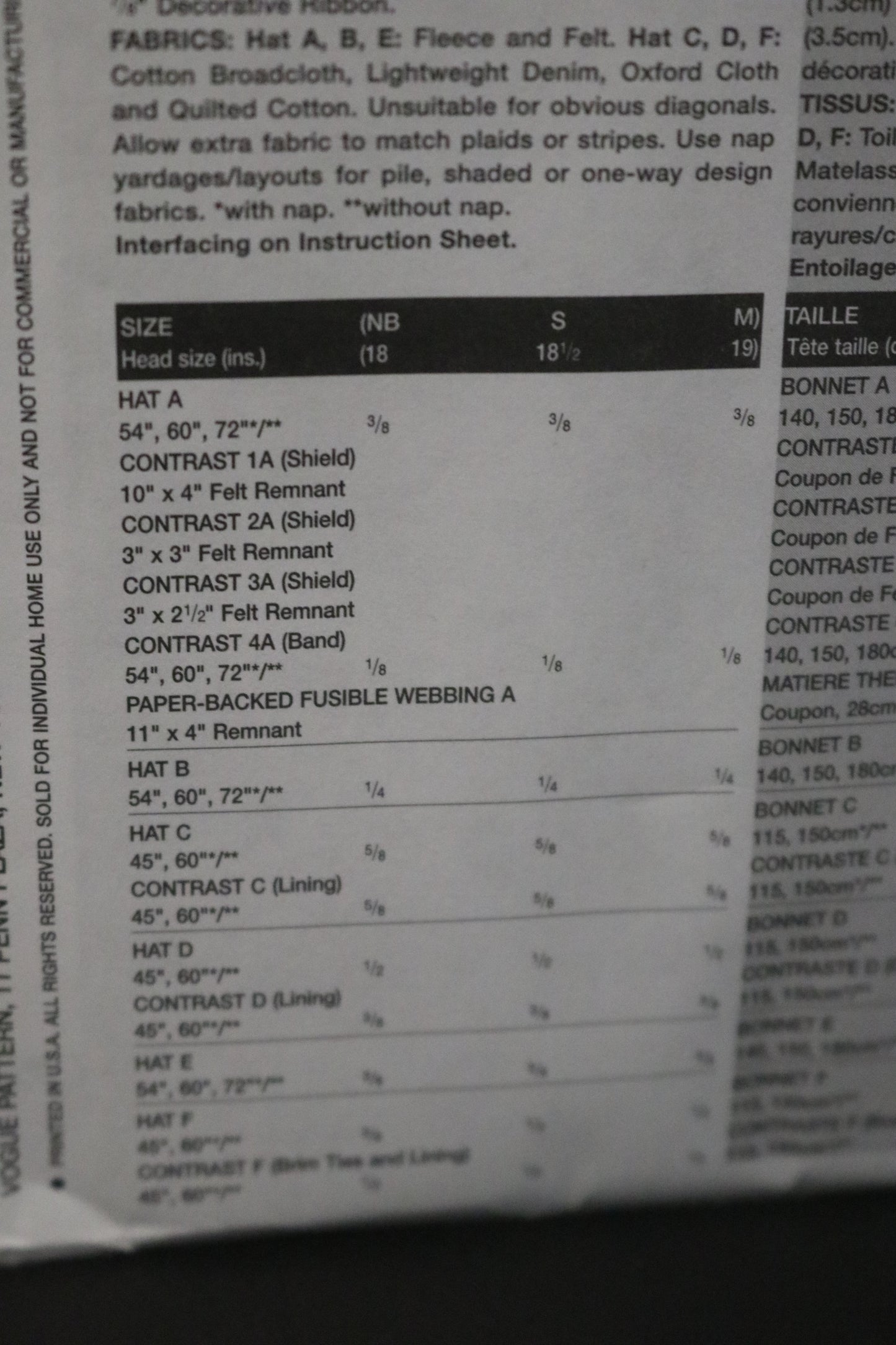 Vogue 7705 Linda Carr Baby Bonnets Sewing Pattern - UNCUT - Size Nb S M