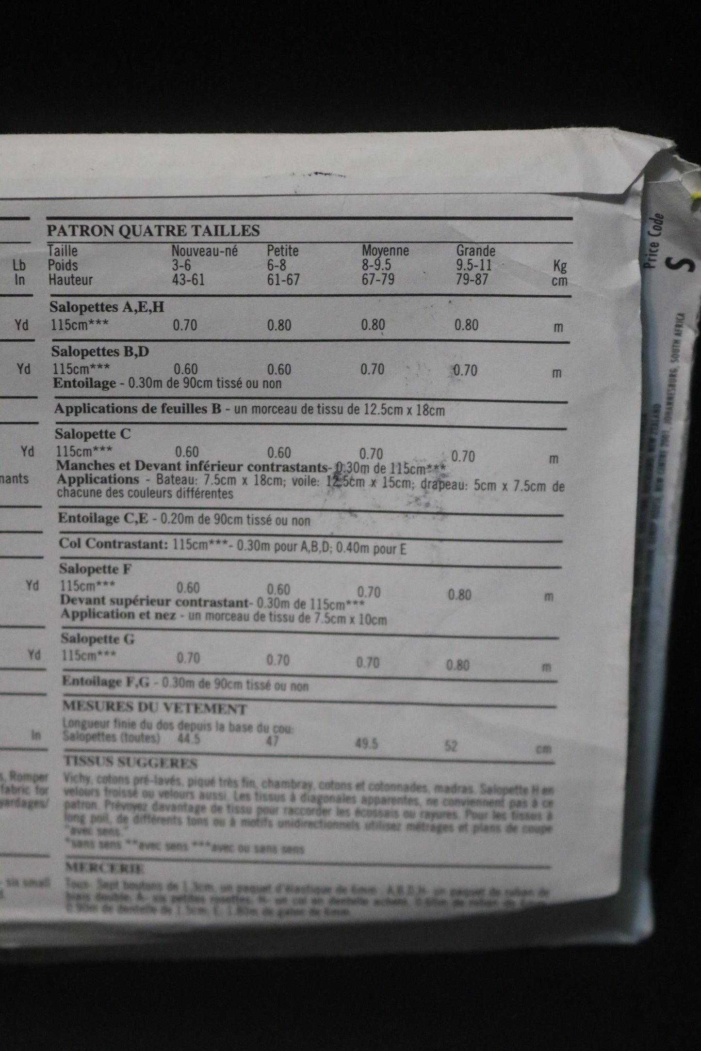 New Look 6399 Infants Romper Sewing Pattern UNCUT  Size NB S M L