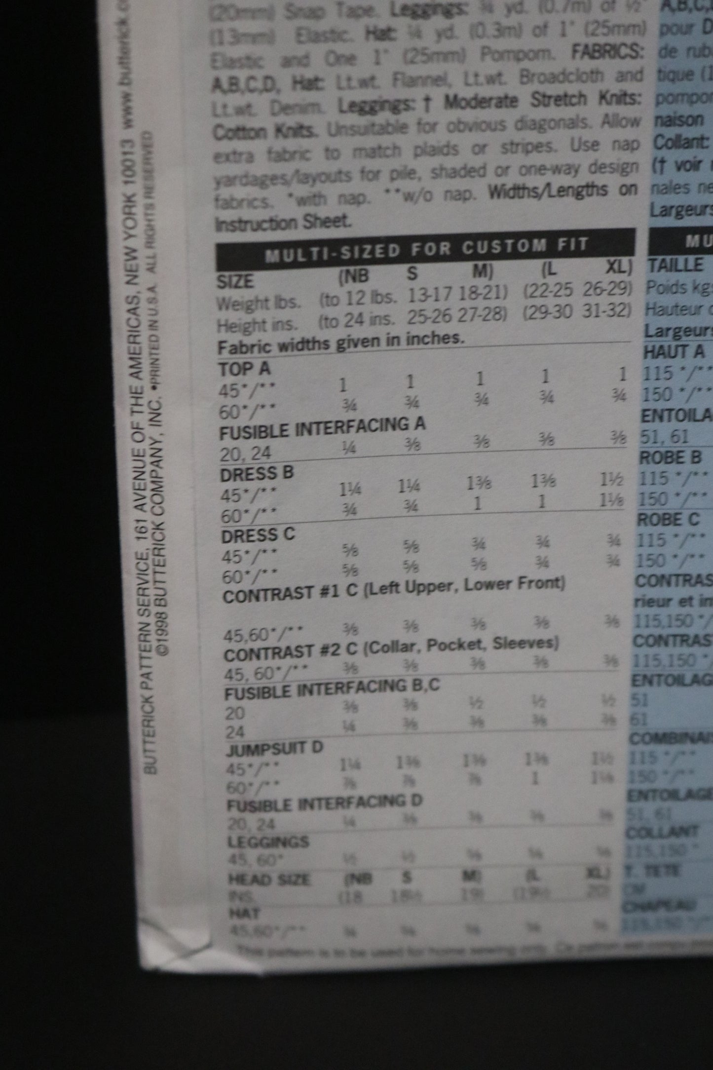 Butterick 5711 Infants Dress Jumpsuit Top Leggings and Hat Sewing Pattern - UNCUT - Size NB S M