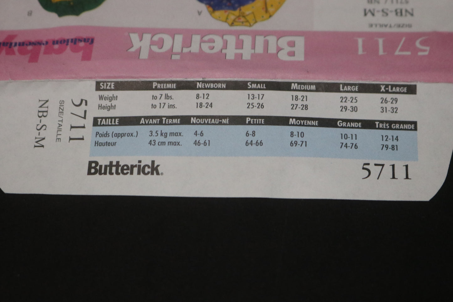 Butterick 5711 Infants Dress Jumpsuit Top Leggings and Hat Sewing Pattern - UNCUT - Size NB S M