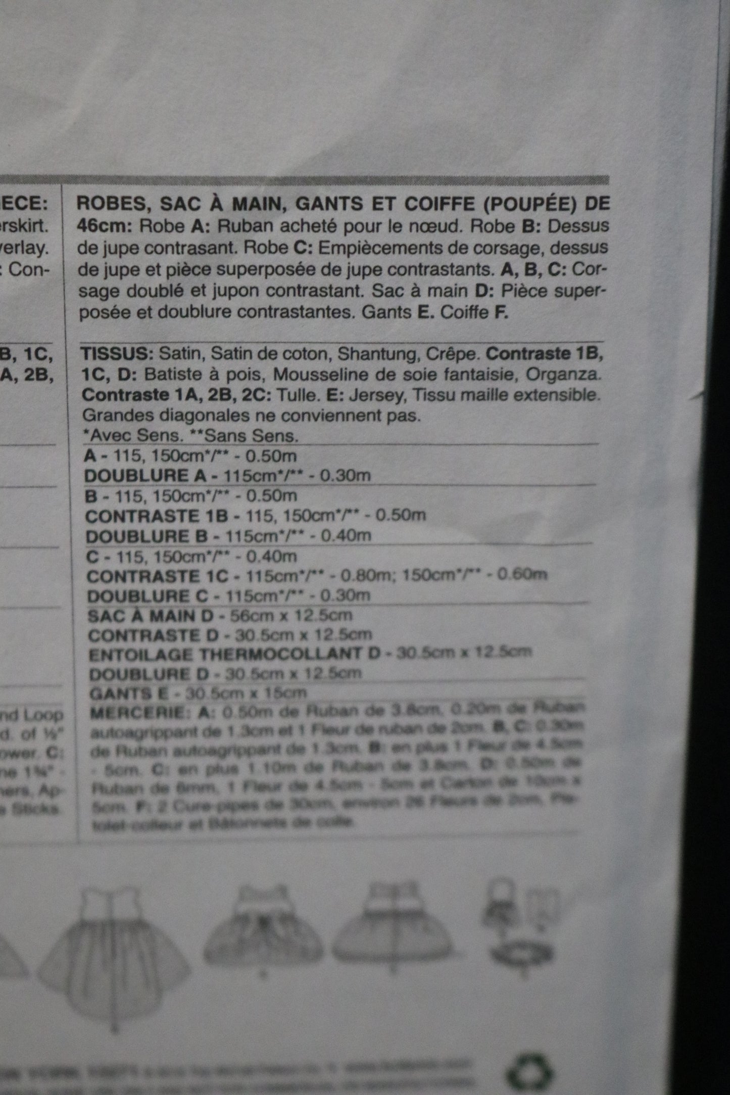 Butterick 6431 18" Doll Dresses Bag Gloves and Headpiece Sewing Pattern - UNCUT