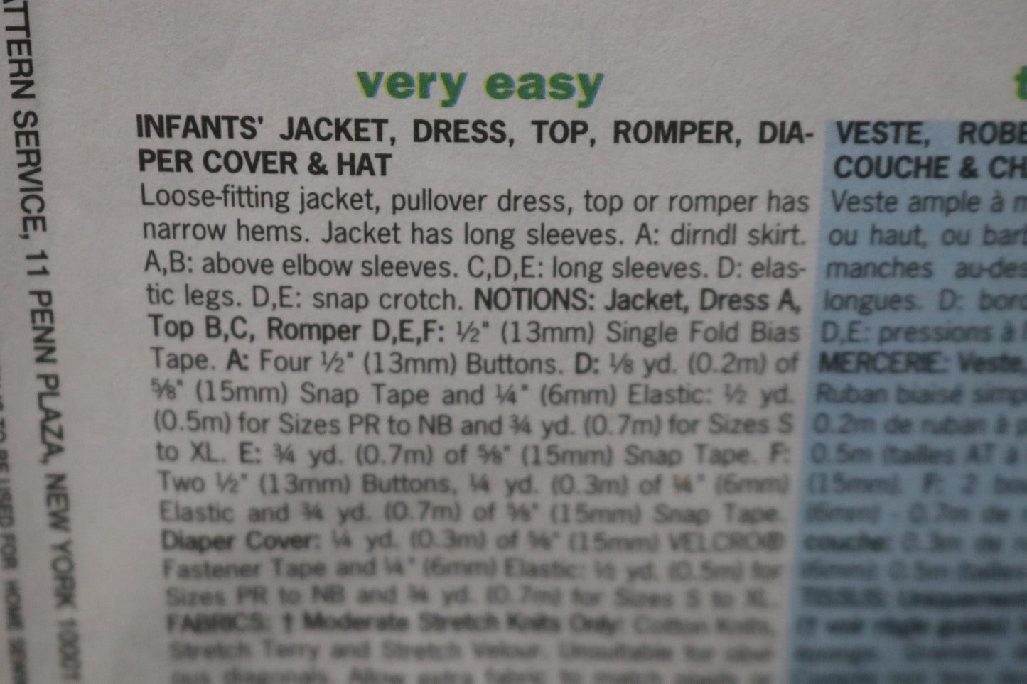 Butterick 5896 Infants Jacket Dress Top Romper Diaper Cover and Hat Sewing Pattern - UNCUT - Size PR NB S