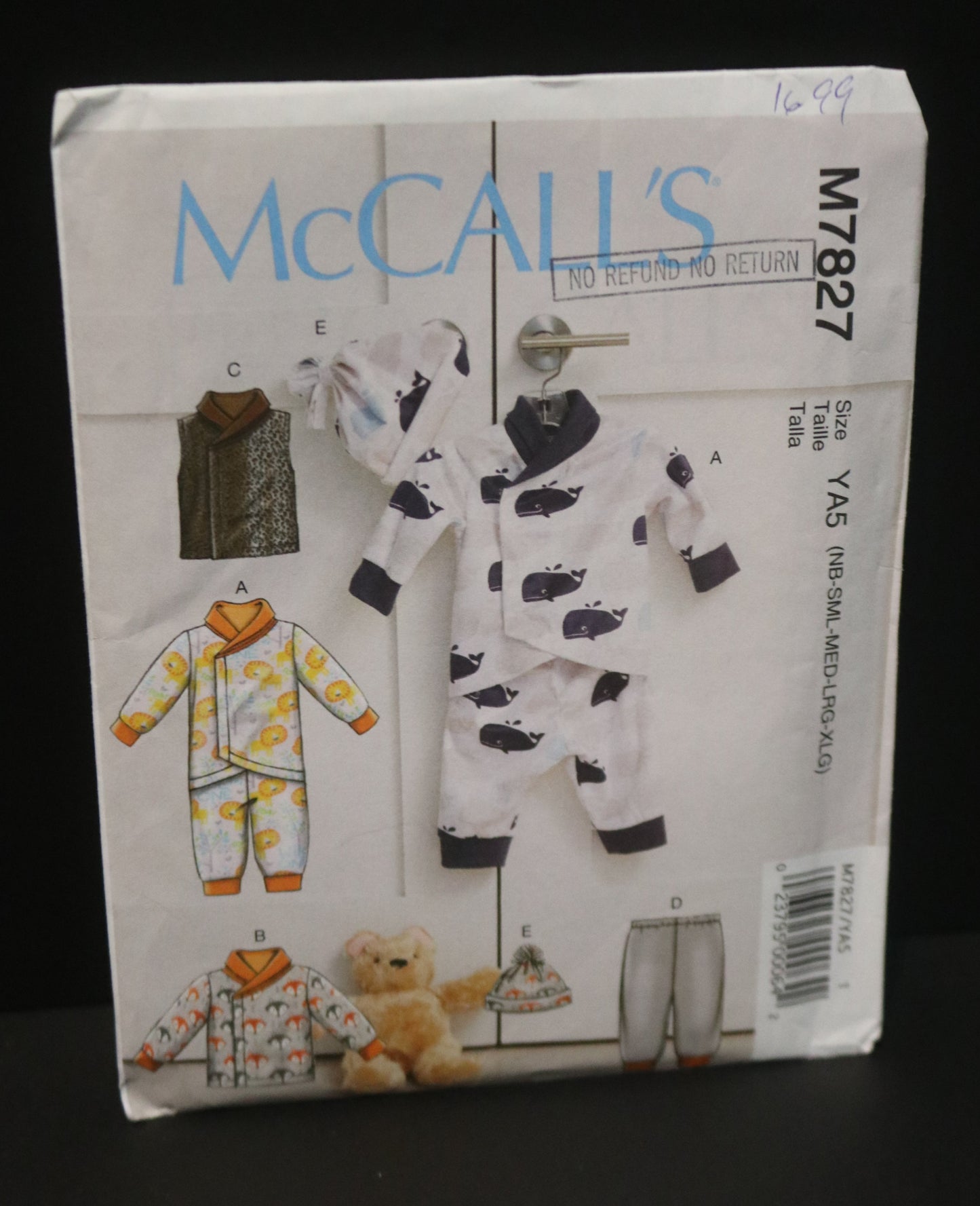 McCalls 7827 Infants Bunting, Jacket, Vest, Pants and Hat Sewing Pattern - UNCUT - Size NB Sml Med Lrg Xlg