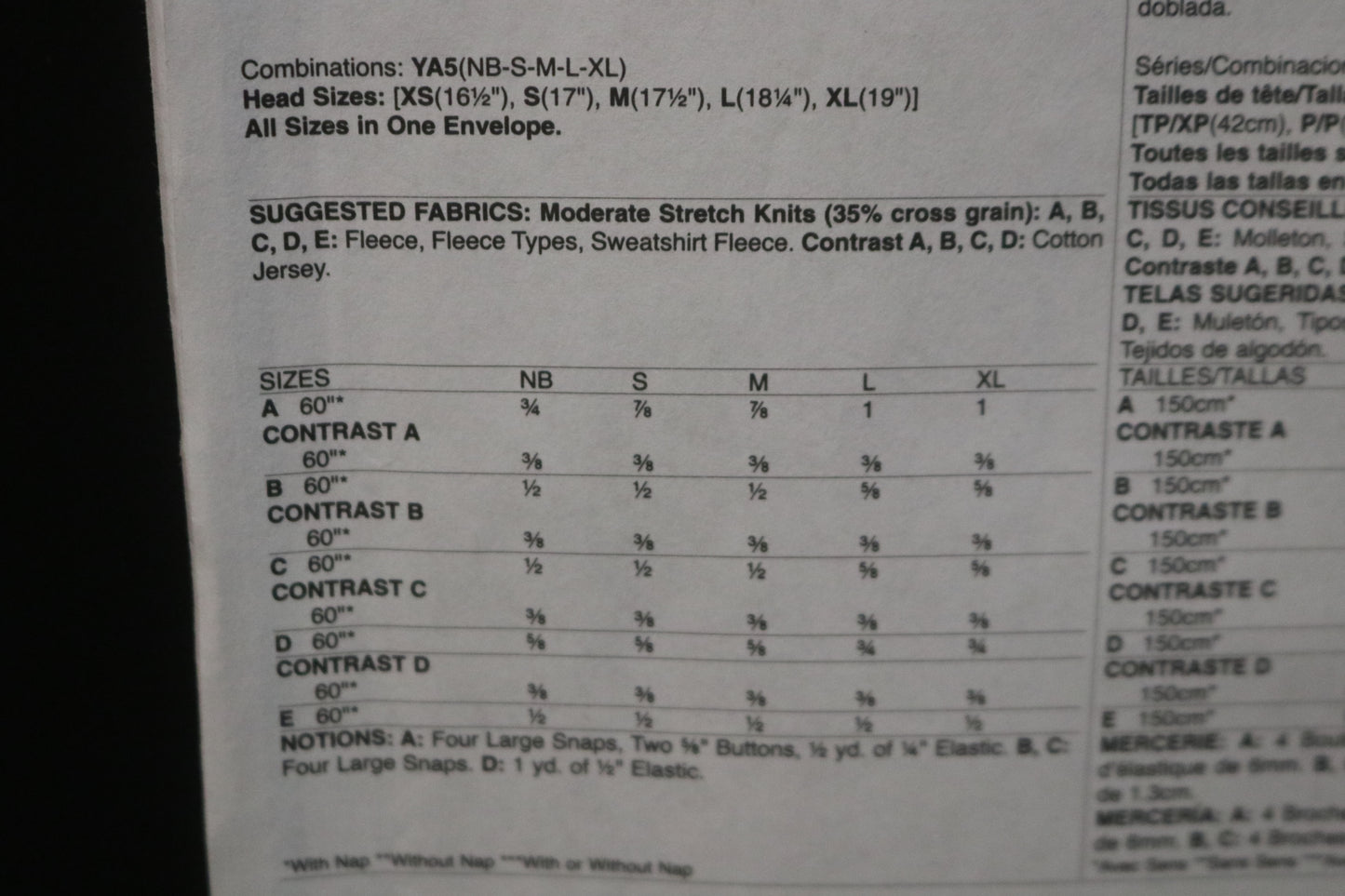 McCalls 7827 Infants Bunting, Jacket, Vest, Pants and Hat Sewing Pattern - UNCUT - Size NB Sml Med Lrg Xlg