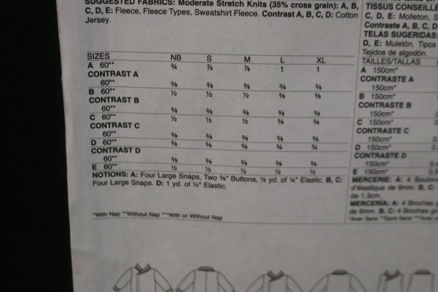 McCalls 7827 Infants Bunting, Jacket, Vest, Pants and Hat Sewing Pattern - UNCUT - Size NB Sml Med Lrg Xlg