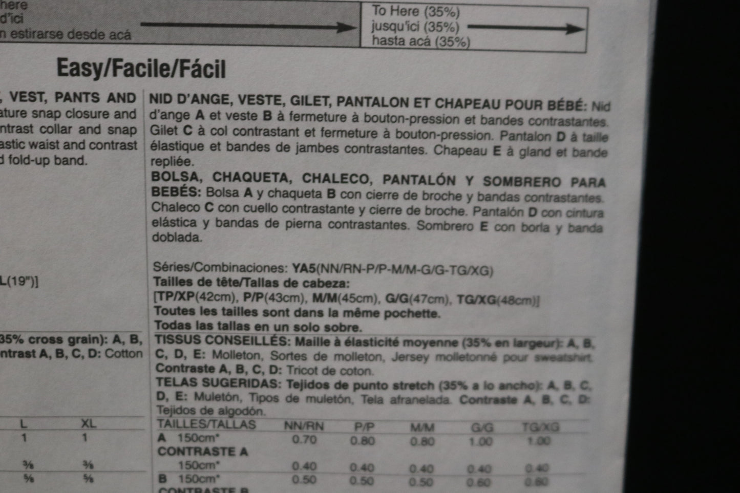 McCalls 7827 Infants Bunting, Jacket, Vest, Pants and Hat Sewing Pattern - UNCUT - Size NB Sml Med Lrg Xlg