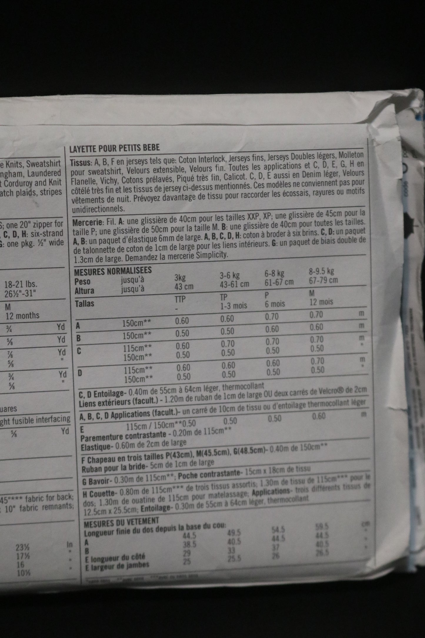 Simplicity 9782 Babies Layette Sewing Pattern - UNCUT - Size XXS XS S M