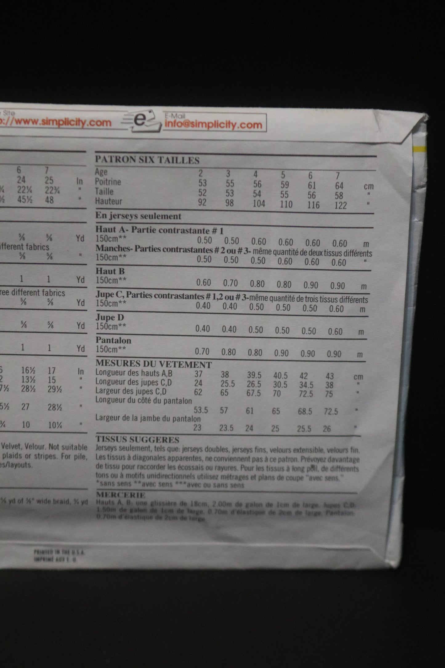 New Look 6801 CHildrens Girls Top Pants and Skirt Sewing Pattern UNCUT Size 2 - 7