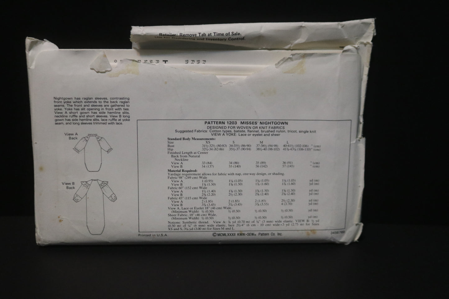 Kwik Sew 1203 Misses Nightgowns Sewing Pattern UNCUT Size XS S M L