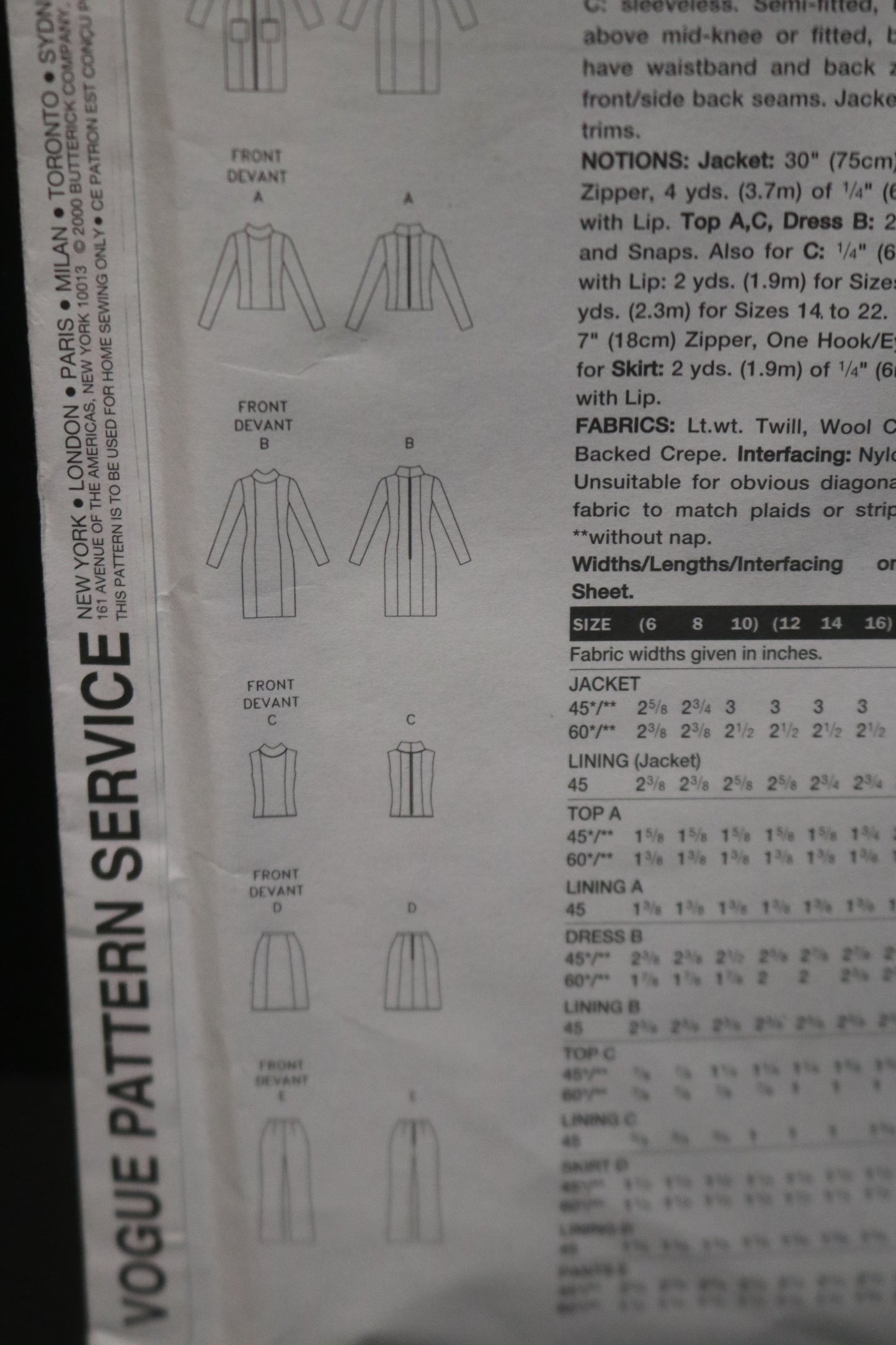 Vogue 2471 Misses / misses Petite jacket Dress Top Skirt and Pants Sewing Pattern - UNCUT - Size 6 8 10