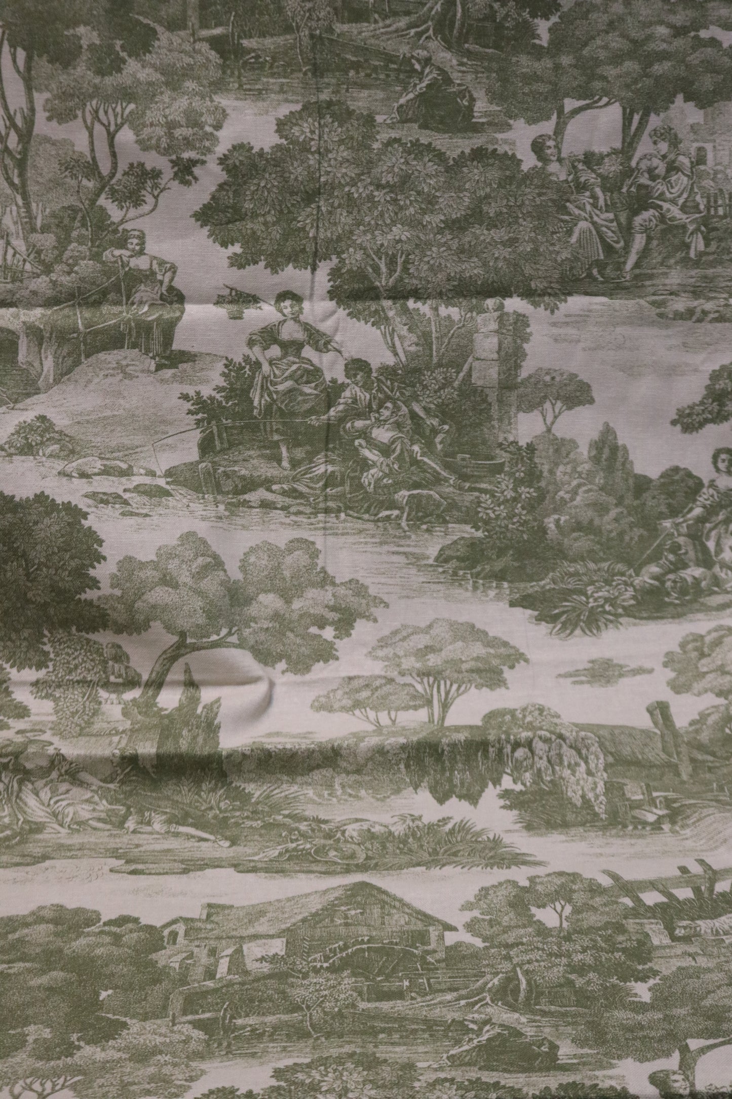 3 Yards Waverly La Belle Champagne Toile Sage Fabric  110" x 55"