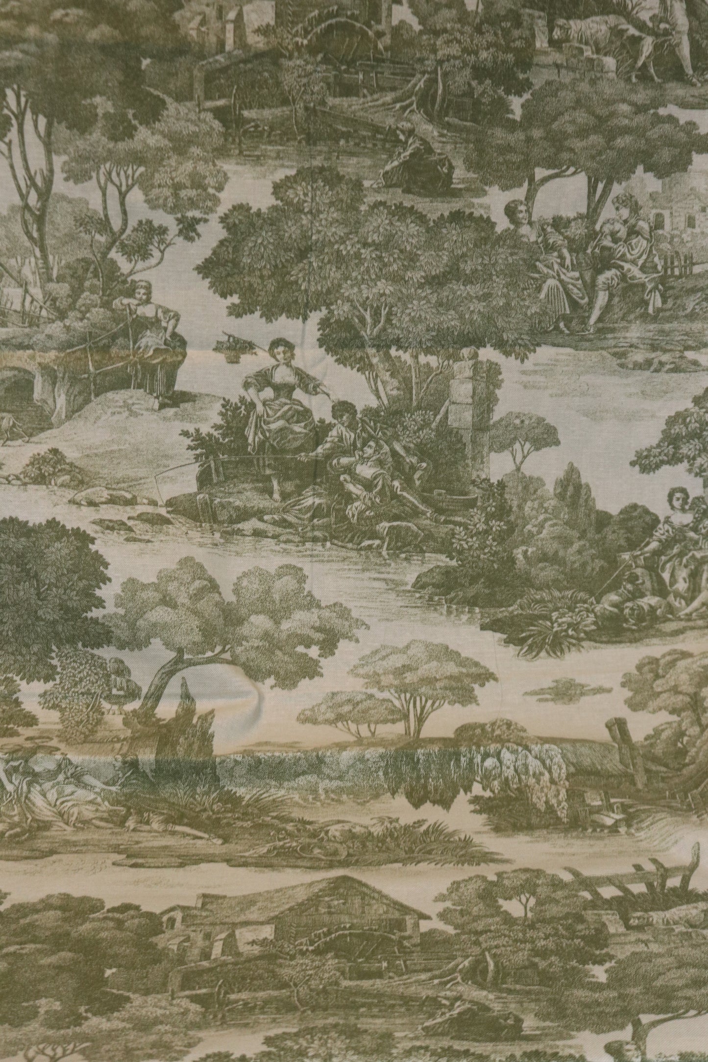 3 Yards Waverly La Belle Champagne Toile Sage Fabric  110" x 55"
