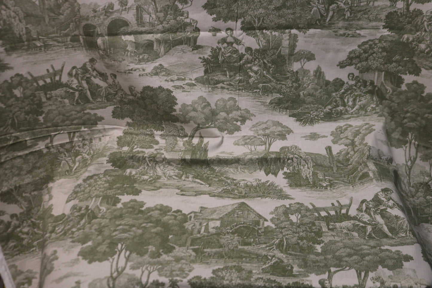 3 Yards Waverly La Belle Champagne Toile Sage Fabric  110" x 55"