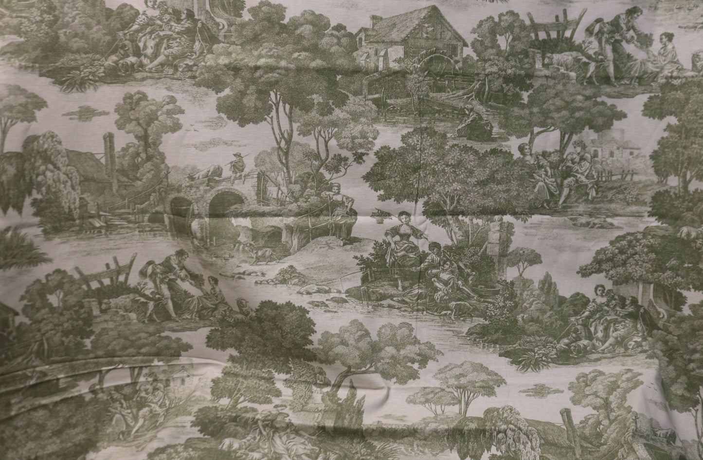 3 Yards Waverly La Belle Champagne Toile Sage Fabric  110" x 55"