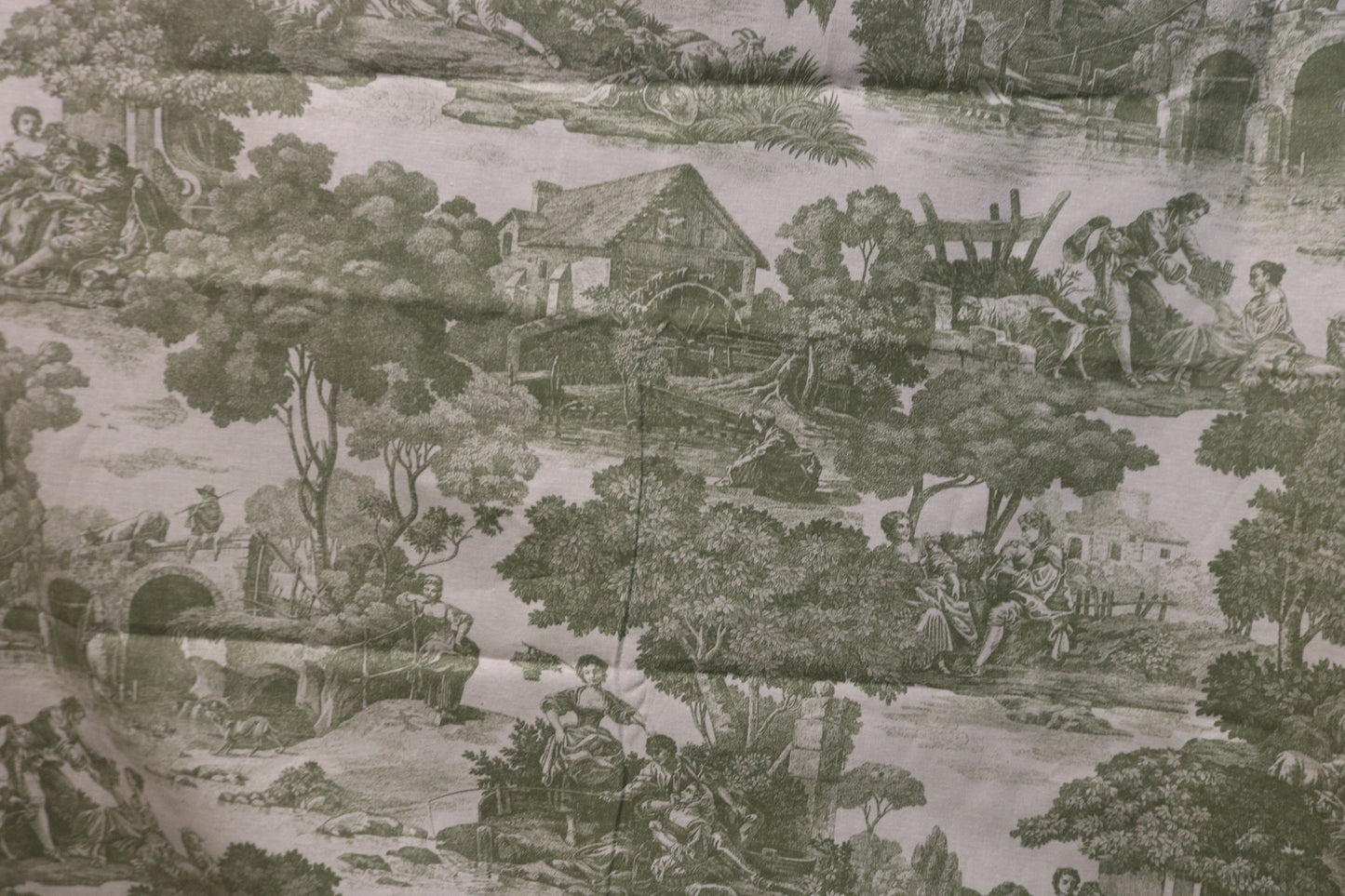 3 Yards Waverly La Belle Champagne Toile Sage Fabric  110" x 55"