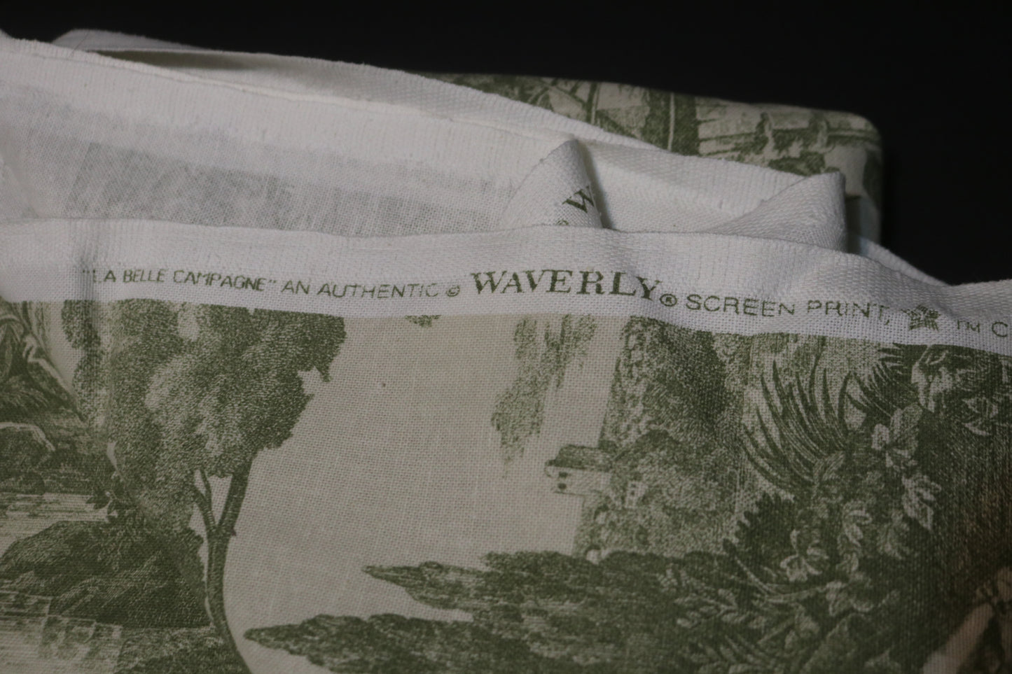 3 Yards Waverly La Belle Champagne Toile Sage Fabric  110" x 55"