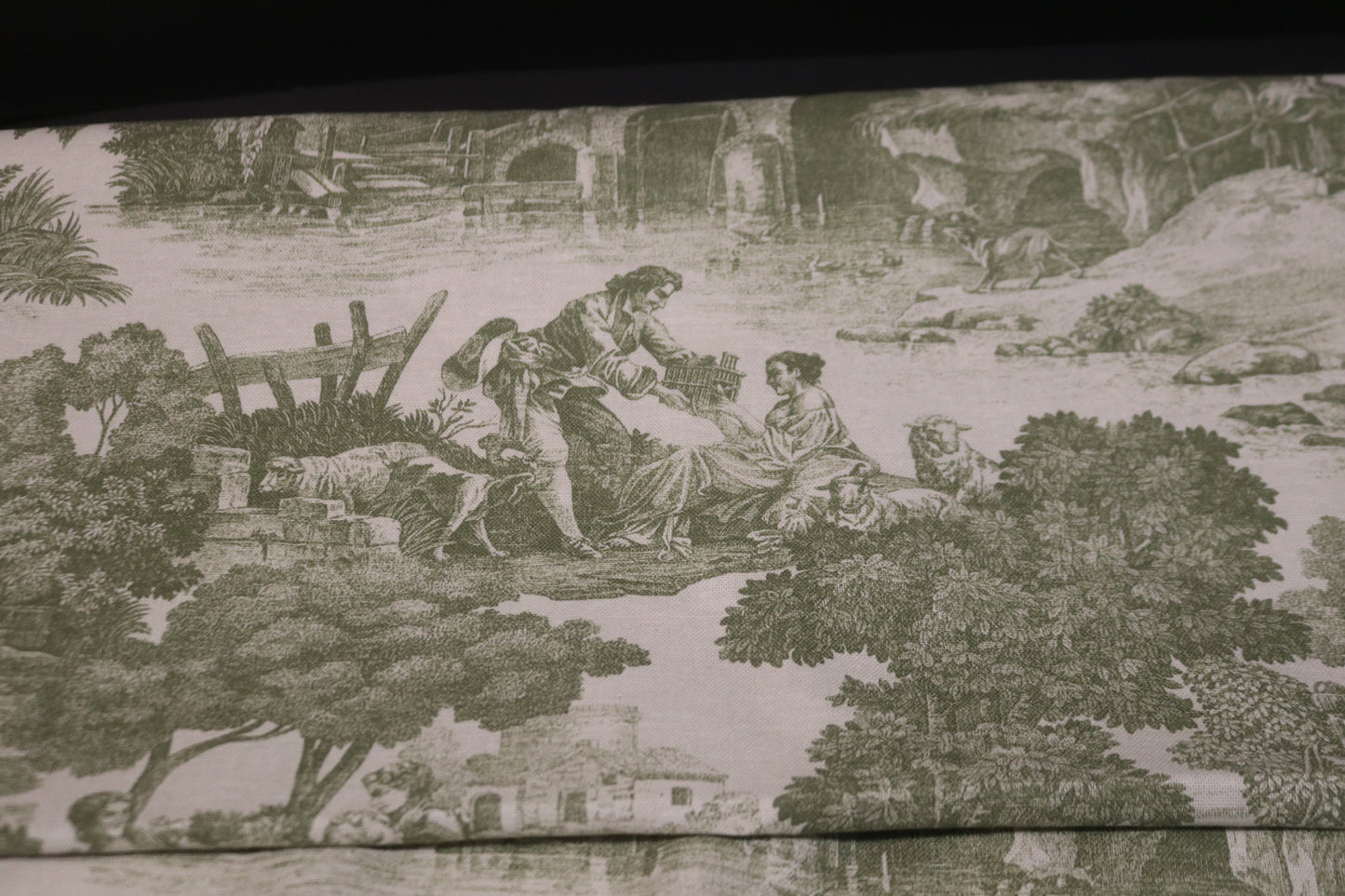 3 Yards Waverly La Belle Champagne Toile Sage Fabric  110" x 55"