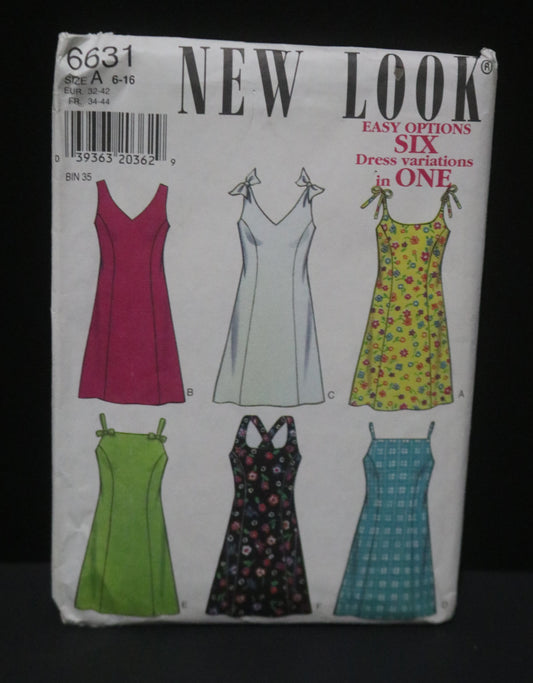 New look 6631 Misses Dress Sewing Pattern - UNCUT - Size 6 - 16