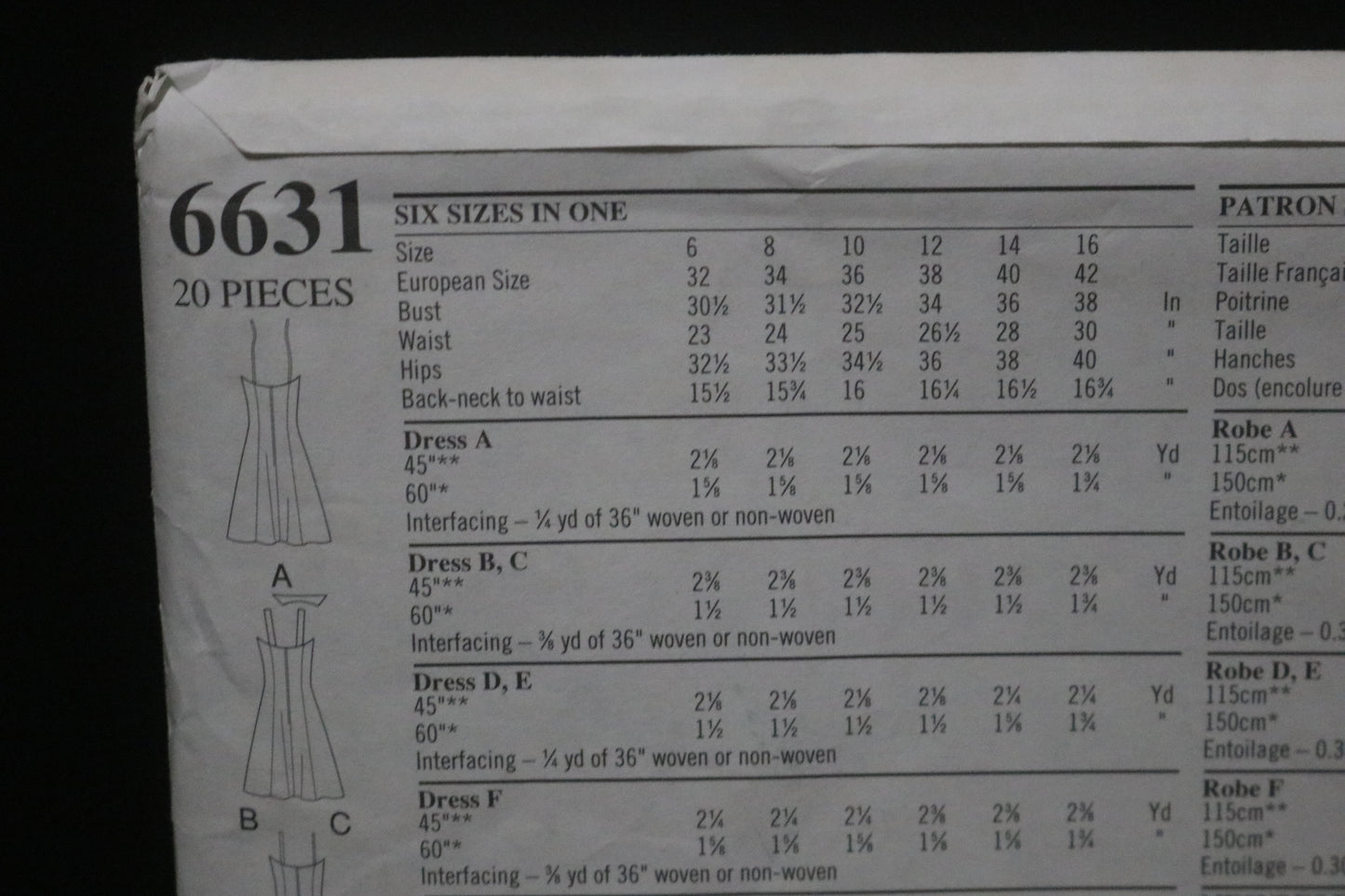 New look 6631 Misses Dress Sewing Pattern - UNCUT - Size 6 - 16