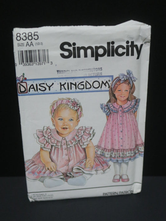 Simplicity 8385 Daisy Kingdom Childs and Toddlers Dress Sewing Pattern - UNCUT - Size 1/2 - 3