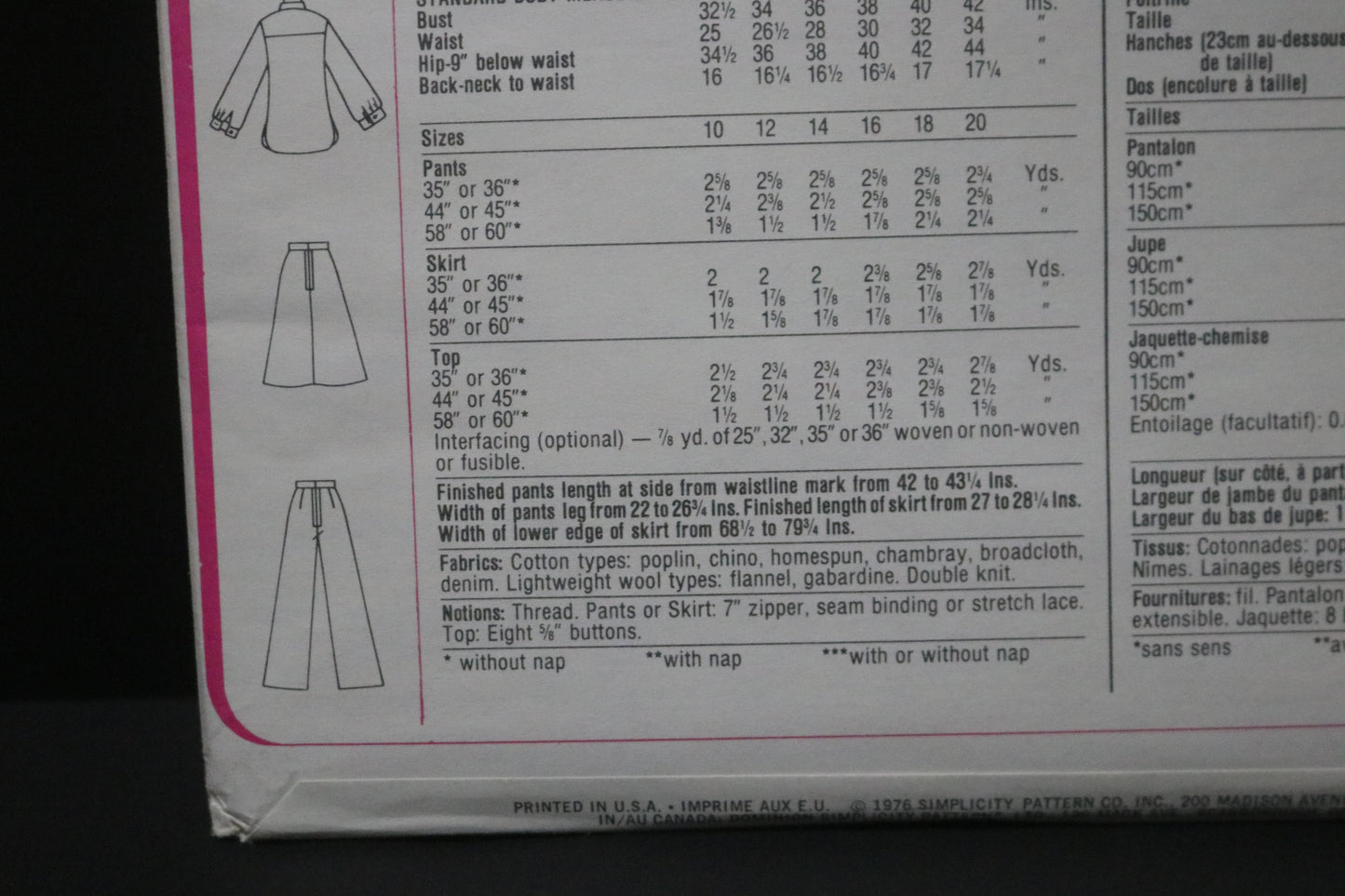 70s Simplicity 7703 Misses Jiffy Top Pants and Skirt Sewing Pattern UNCUT  Size 10