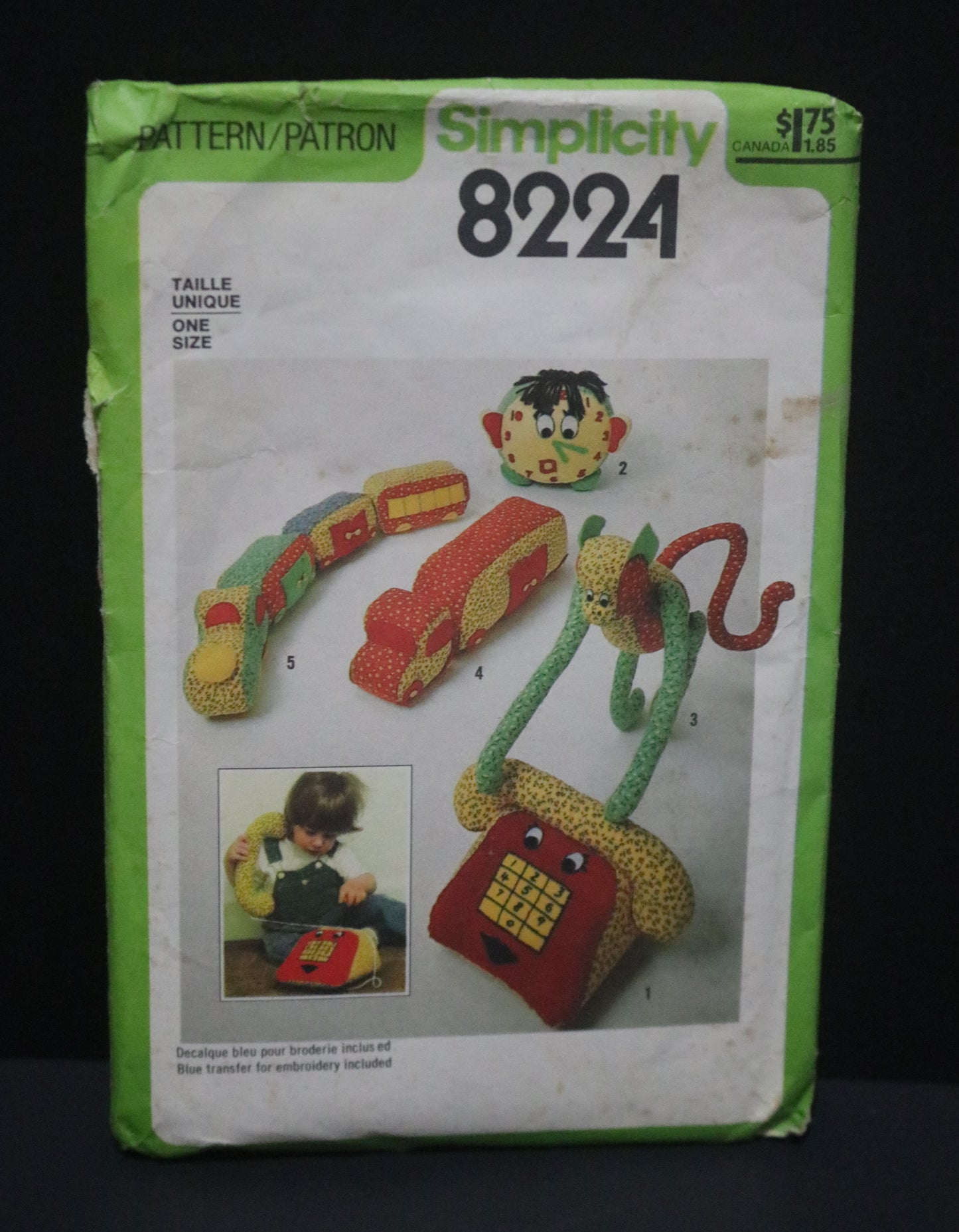 Simplicity 8224 Stuffed Toy Package Sewing Pattern UNCUT