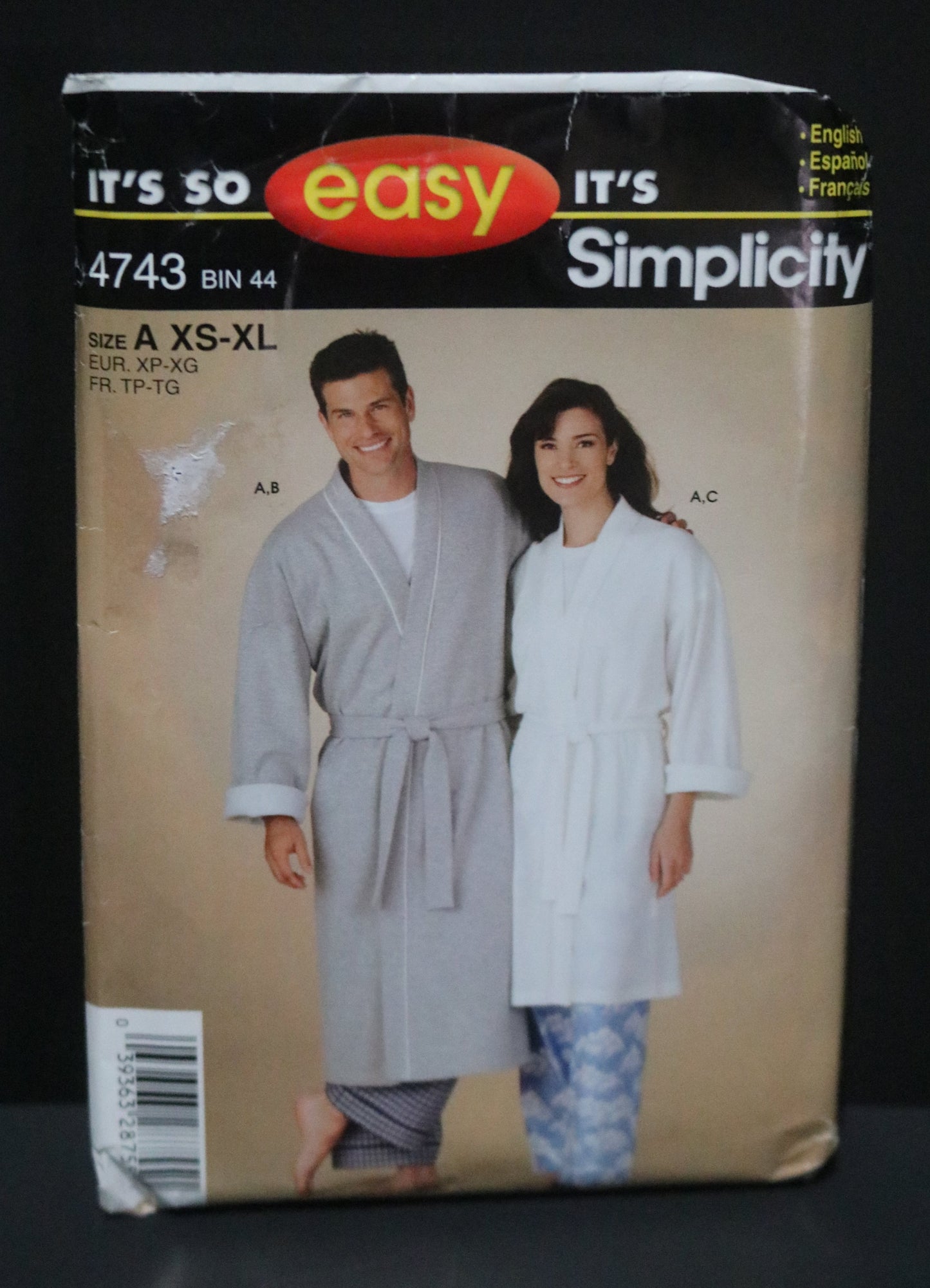 Simplicity 4743 Misses Mens and Teens Robe in Two Lengths and Pants Sewing Pattern - UNCUT - Size Xs S M L XL