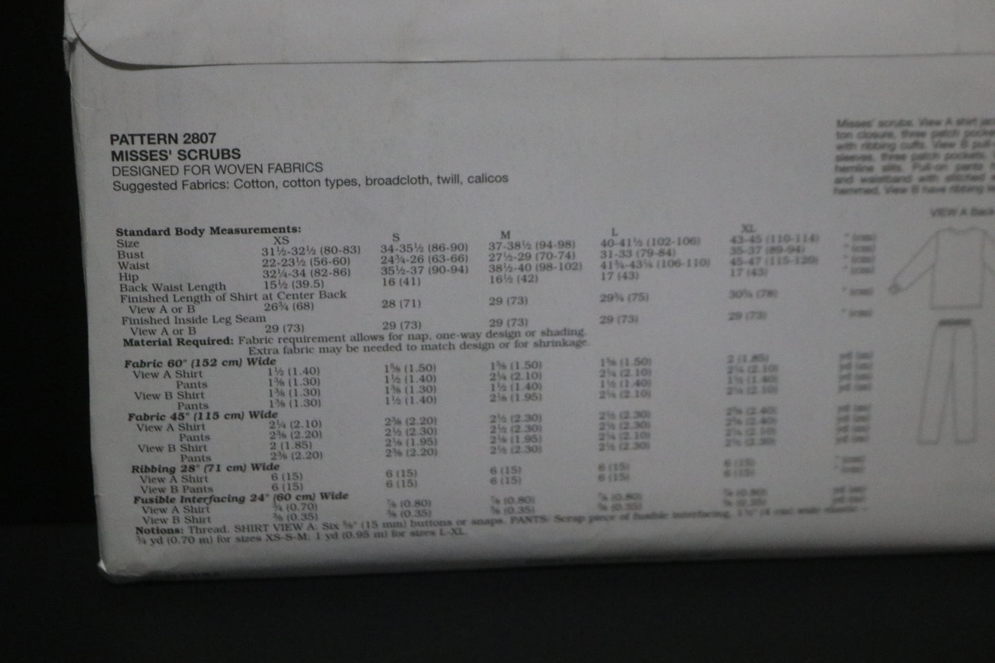 Kwik Sew 2807 Misses Scrubs Sewing Pattern - UNCUT - Size Xs S M L XL