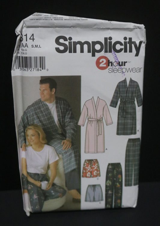 Simplicity 5314 Womens and Mens Pants or Shorts and Robe Sewing Pattern - UNCUT - Size S M L